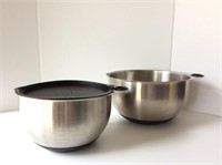 Two Pampered Chef Stainless Mixing Bowls