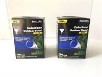 Two Blue Colortone Phillips Outdoor Flood Lights