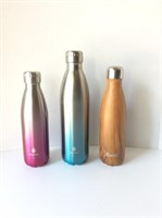 Three Stainless Steel Thermos Bottles