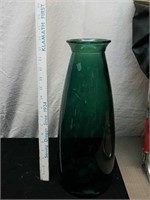 Large decorative green glass vase