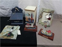 Nautical Decor includes statues, 3 drawer trinket