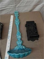 Ceramic turquoise decor spoon & plastic match
