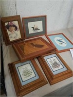 3 Oak picture frames 5 x 7 and frame Needle Art