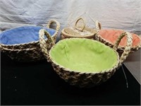 Set of decorative baskets with colorful liners