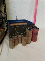 Group of vintage Columbia dry cells with box