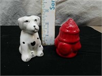 Dalmatian dog and fire hydrant salt and pepper