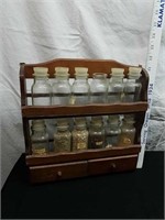 Vintage spice rack with spice bottles 11 x 11