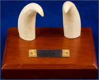 Two Whale Teeth on Plaque