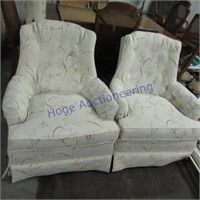 2 swivel chairs - off white color w/print