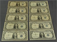 10 1935 & 1957 One Dollar Silver Certificate Notes