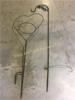 65" tall Sheppard's hook with heart plant holder