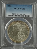 1886 Morgan Silver Dollar PCGS AU58