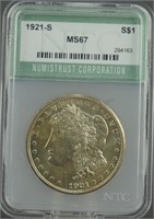 1921-S Morgan Silver Dollar NTC MS67