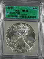 1994 American Silver Eagle ICG MS69