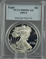 1999 Proof American Silver Eagle PCGS PR69 DCAM
