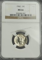 1942 Mercury Dime NGC MS66