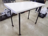 White Table on Wheels