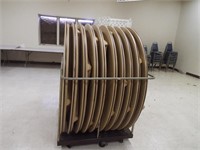 Ten 58" Round Collapsible Game Tables with Caddy