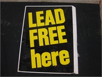 "LEAD FREE HERE"  METAL GAS STATION ADVERTISING