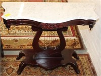 Marble top foyer table with lyre base