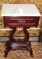 Marble top table with lyre base