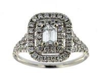 14kt Gold Emerald Cut 1.09 ct Diamond Ring