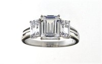 Emerald Cut 2.50 ct White Topaz Designer Ring
