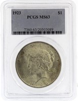 1923 MS63 Peace Silver Dollar