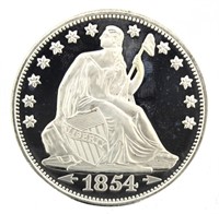 .999 Pure Silver 1854 Seated Liberty Restrike