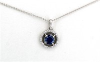 14kt Gold Fancy Blue & White Diamond Necklace