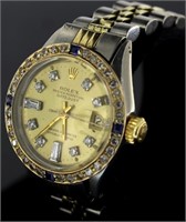 Ladies Oyster Datejust Rolex Watch w' Diamonds