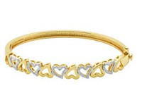 Beautiful Diamond Accent Heart Bangle Bracelet