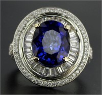 14kt Gold Oval 8.42 ct Sapphire & Diamond Ring