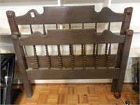 EARLY WOODEN BED - NO RAILS - 44.5" W AS FOUND