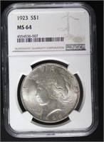 1923 MS64 Peace Silver Dollar