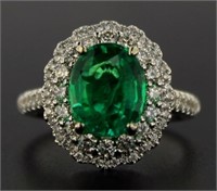 14kt Gold 3.37 ct Emerald & Diamond Ring