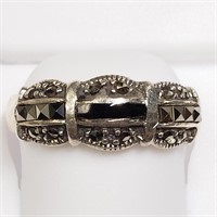 $240 S/Sil Onyx Marcasite Ring
