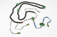 JADE AND BLACK GLASS BEADED COURT NECKLACE