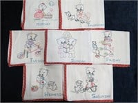 Embroidered Day's of the Week Kitten Towels