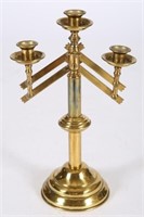 Adjustable Three-Light Brass Candelabra