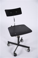 Black Painted Wood Drafting Chair