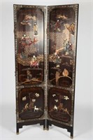 Two-Panel Wooden Asian Screen