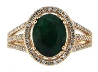 14kt Rose Gold 2.40 ct Emerald & Diamond Ring