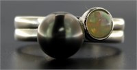 Tahitian 8 mm Pearl & Opal Ring