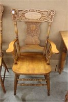 Refinished pressed back arm chair