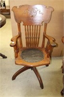 Oak pressed back arm office chair