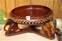 14" wooden bowl and elephant holder