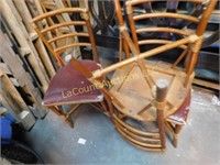 3 bamboo chairs,