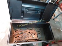 tool box w rusty wrenches
