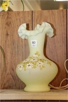 Satin glass fluted vase.  11"